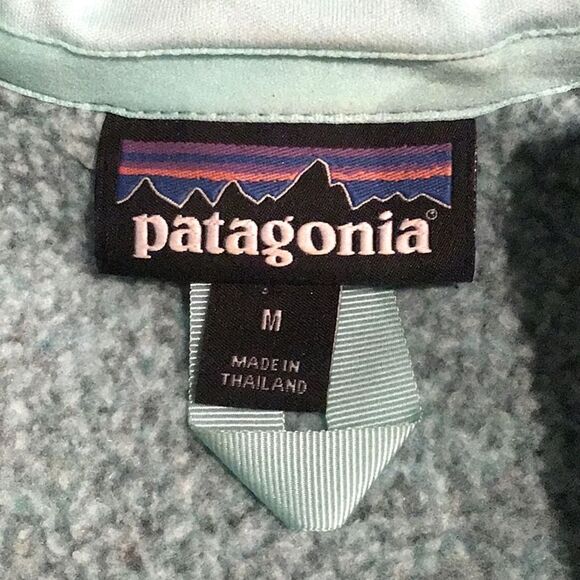 Patagonia Mint Green Gray Mottled Quarter Zip Knit Fleece Pullover - Picture 12 of 14